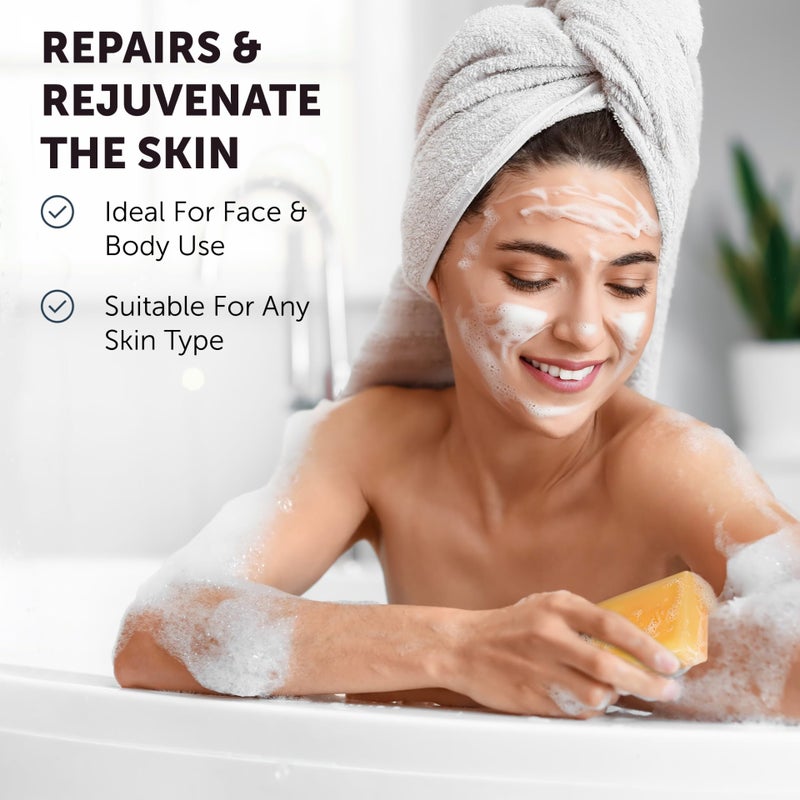 VALITIC Kojic Acid Dark Spot Remover Soap with Turmeric, Vitamin C, Retinol - Original Japanese Complex with Hyaluronic Acid, Vitamin E, Shea Butter, Castile Olive Oil - 2 Pack and African Net Sponge - Image 5