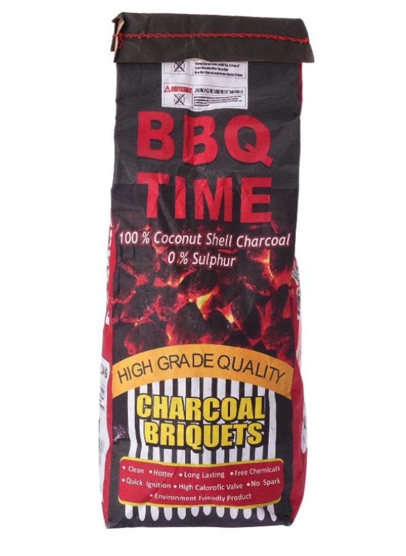 HOT GRILL - Premium Charcoal Briquettes Coconut Shell Charcoal for Barbecue & Grill (4 KG) Long-Lasting Barbeque Charcoal for Ignition - Image 1