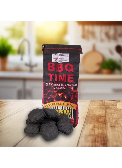 Premium Charcoal Briquettes Coconut Shell Charcoal for Barbecue & Grill (4 KG) Long-Lasting Barbeque Charcoal for Ignition