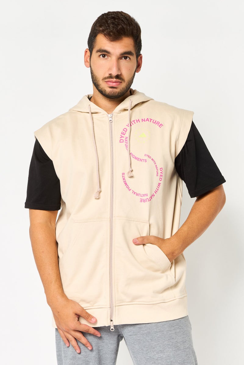 Adidas سترات رياضية للرجال بدون أكمام، خارجية، بيج - Image 1
