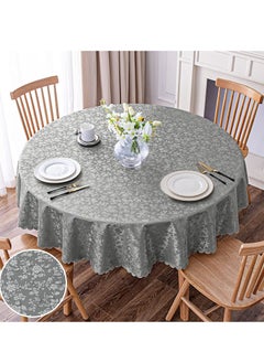 Round Tablecloth Waterproof Vinyl Tablecloth Round Heavy Duty Table Cloth Wipeable Table Cover for Kitchen and Dining Room Indoor Outdoor Party Wedding Grey 60" Round