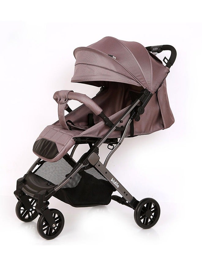 كيديليو عربة أطفال مدمجة قابلة للطي، متوافقة مع مقعد السيارة، عربة أطفال خفيفة الوزن مع مظلة كبيرة الحجم، مساحة تخزين كبيرة جدًا - وردي - Image 1