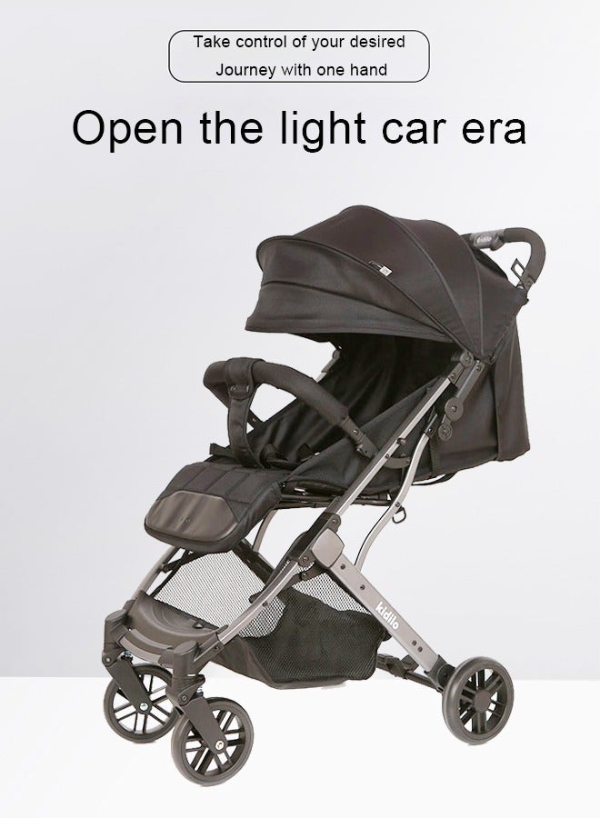 كيديليو عربة أطفال مدمجة قابلة للطي، متوافقة مع مقعد السيارة، عربة أطفال خفيفة الوزن مع مظلة كبيرة الحجم، مساحة تخزين كبيرة جدًا - وردي - Image 2