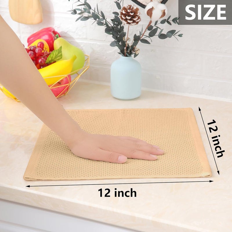 Homaxy 100% Cotton Waffle Weave Kitchen Dish Cloths, Ultra Soft Absorbent Quick Drying Dish Towels, 12 x 12 Inches, 12-Pack, Apricot - Image 5