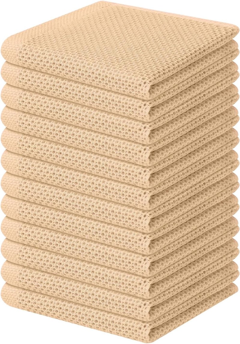 Homaxy 100% Cotton Waffle Weave Kitchen Dish Cloths, Ultra Soft Absorbent Quick Drying Dish Towels, 12 x 12 Inches, 12-Pack, Apricot - Image 1