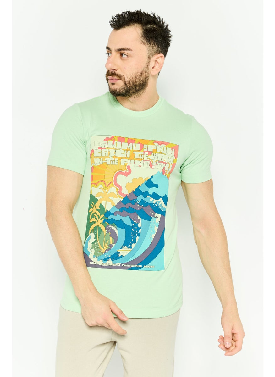 Puma x Palomo Men Sportswear Fit Short Sleeve Training T-Shirt, Mint Green Combo  - Image 1
