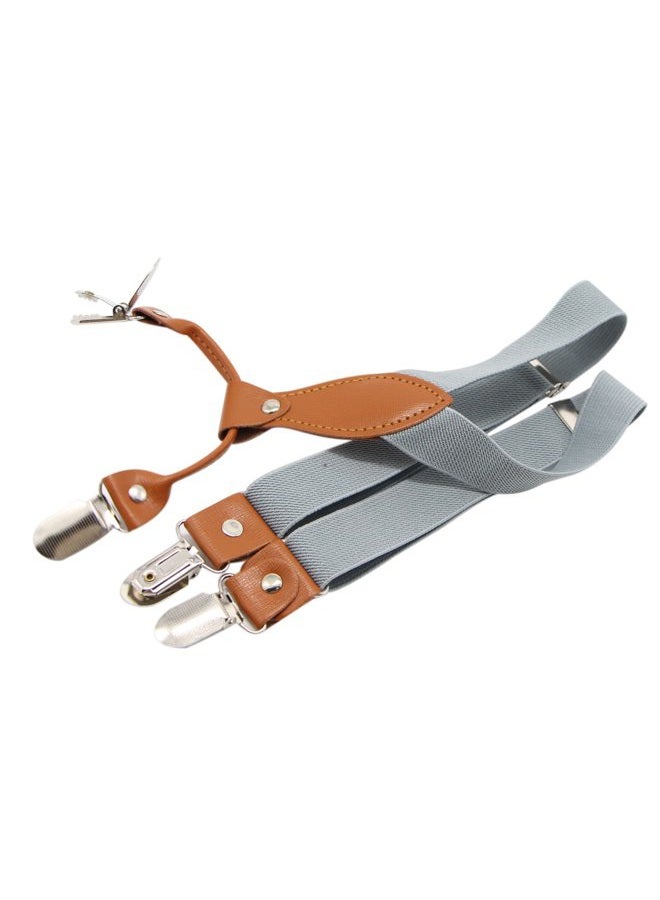 Bioterti Suspenders & Bowtie Set for Kids and Baby - Adjustable Elastic X-Band Strong Braces, Light Grey, One Size - Image 3