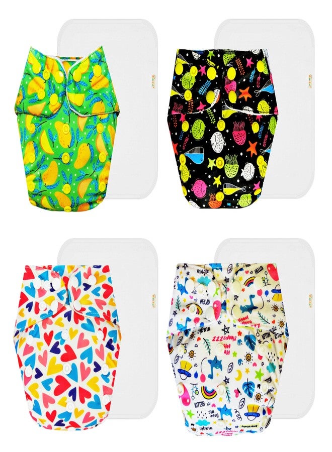 Dumbledo Premium Cloth Diaper with Cotton Insert (Pack of 4) | Snug Fit | Reusable & Washable | Easy to Clean | All-Day Wear | 3 Months - 3 Years | Unisex Baby - Image 1