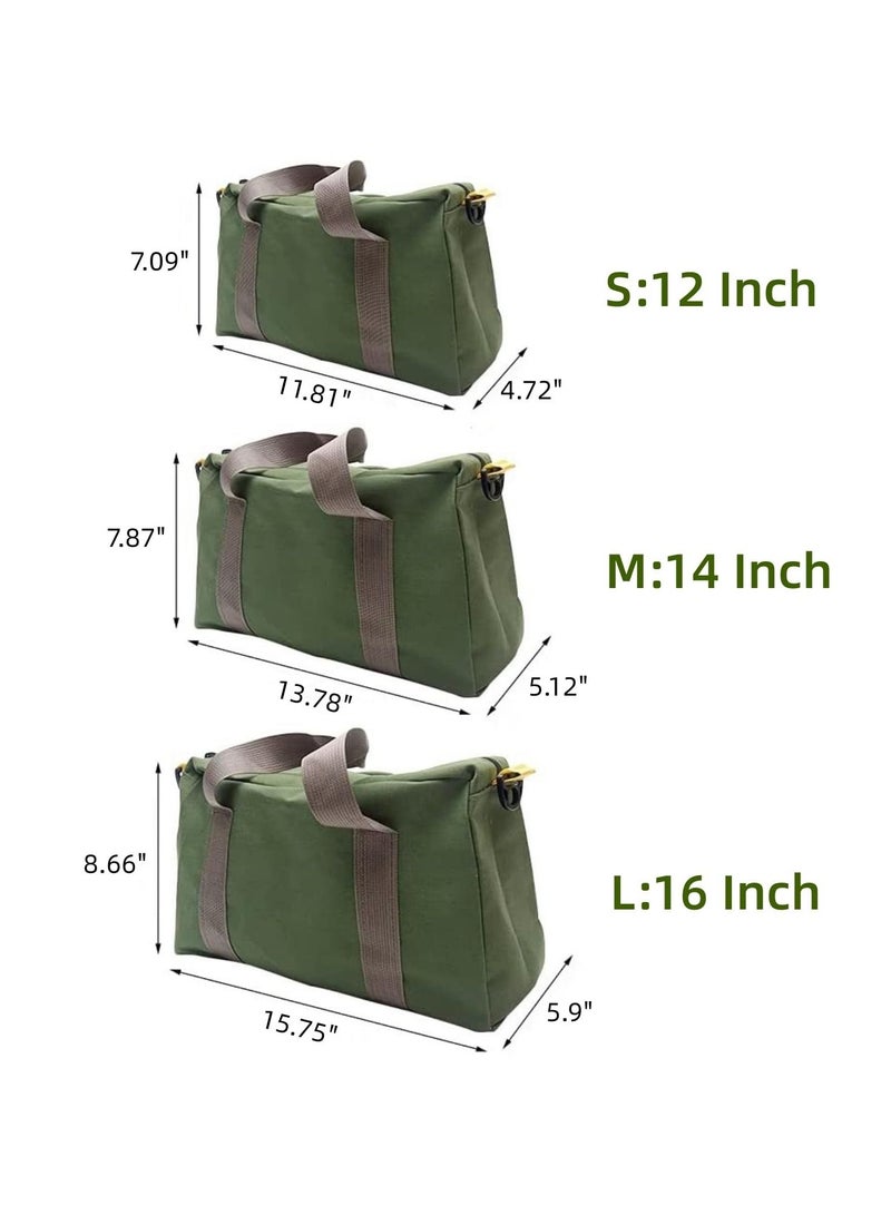Excefore Canvas Tool Bag, 14 Inch Wide Mouth Heavy Duty Tool Storage Bag with Large Capacity, Tool Tote Bag for Electricians, Power Tool Organizer Pouch, Tool Bags for Men (Green) - Image 2