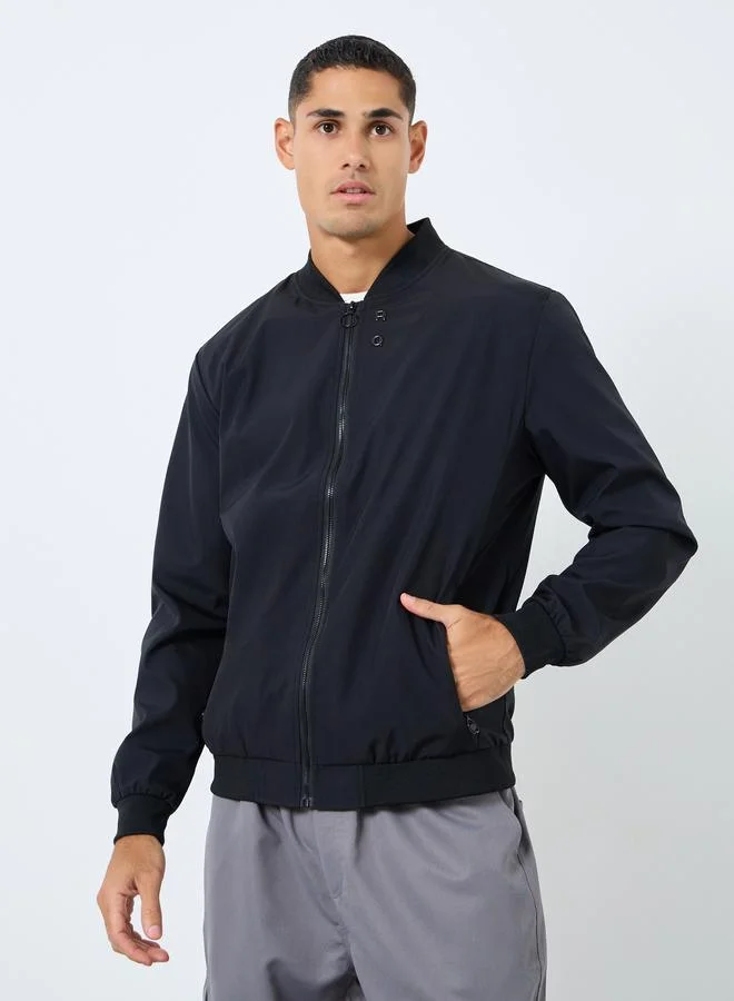 تايك تو Take Two Men Black Solid Bomber Jacket
