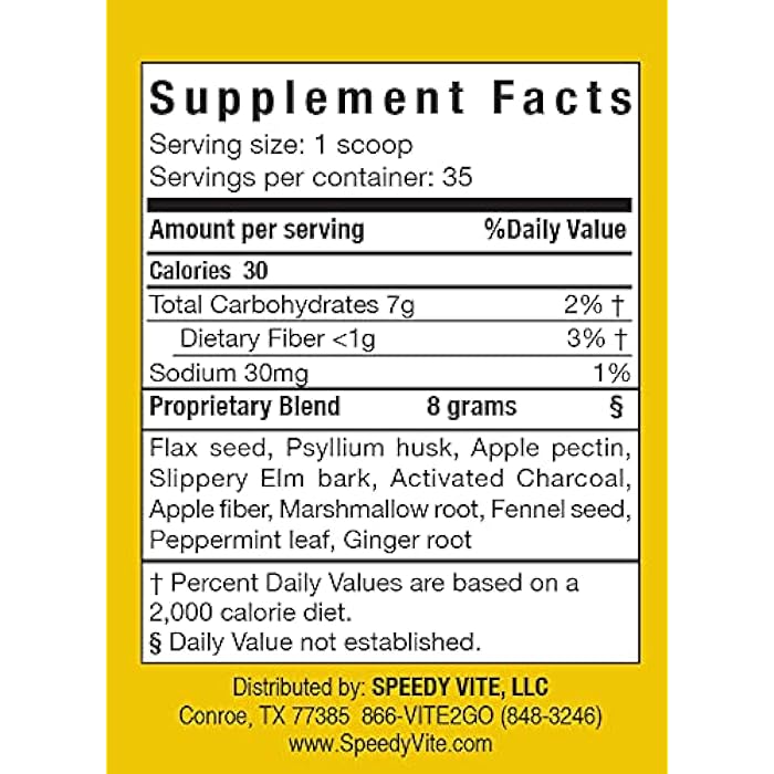 SpeedyVite® Colon Detox Organic Supports Natural Removal of Toxins* Charcoal Psyllium Flax Apple Fiber Slippery Elm Fennel 10oz All Natural Powder (1 x 10oz) - Image 2