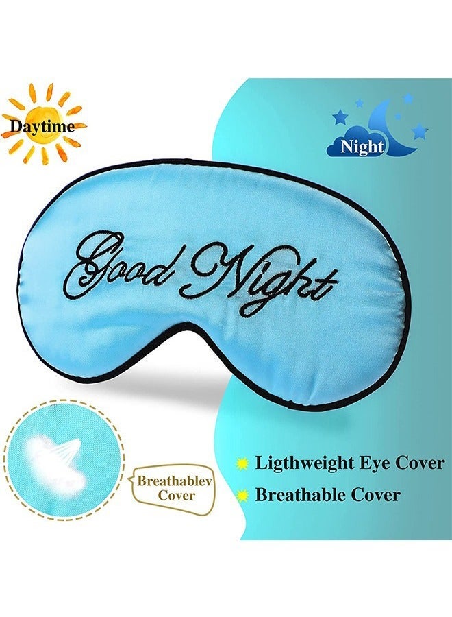 2 Pcs Double Sided Letter Embroidery Eye Sleep Mask, Adjustable Strap Soft Breathable Imitation Silk Sleep Eye Cover, Travel Nap Meditation Shading Blindfold (Green+Gold)