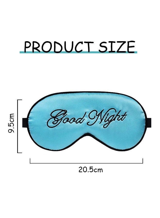 2 Pcs Double Sided Letter Embroidery Eye Sleep Mask, Adjustable Strap Soft Breathable Imitation Silk Sleep Eye Cover, Travel Nap Meditation Shading Blindfold (Green+Gold)