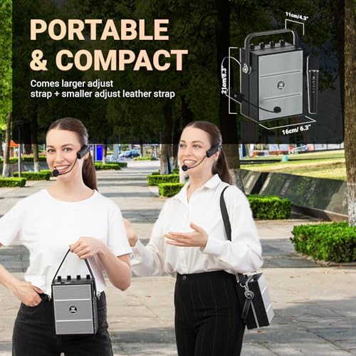 W WINBRIDGE WinBridge S97 60W Bluetooth Speaker Mic– Powerful Wireless Voice Amplifier with Dual Microphones, Portable PA System & Karaoke Machine for Teachers, Sound Effects, Guitar Input, High Bass - Image 3