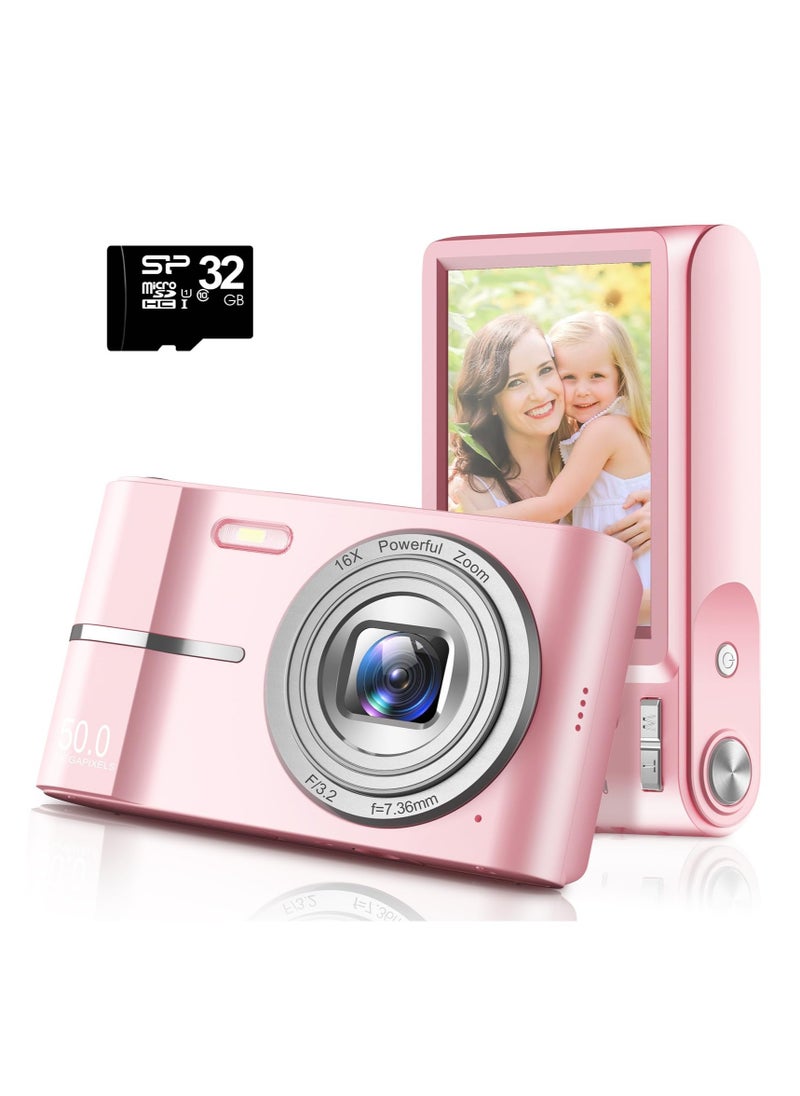 Generic - Digital Camera, 50MP Full HD 1080P Camera with 16x Zoom Anti-Shake, Compact Camera for Teens Girls Boys, Kids Camera with 32GB SD Card - Image 1