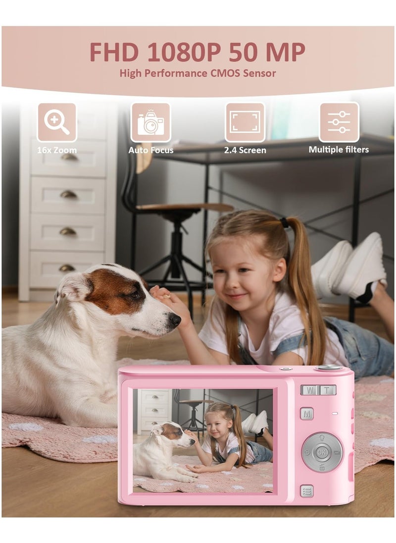 Generic - Digital Camera, 50MP Full HD 1080P Camera with 16x Zoom Anti-Shake, Compact Camera for Teens Girls Boys, Kids Camera with 32GB SD Card - Image 1