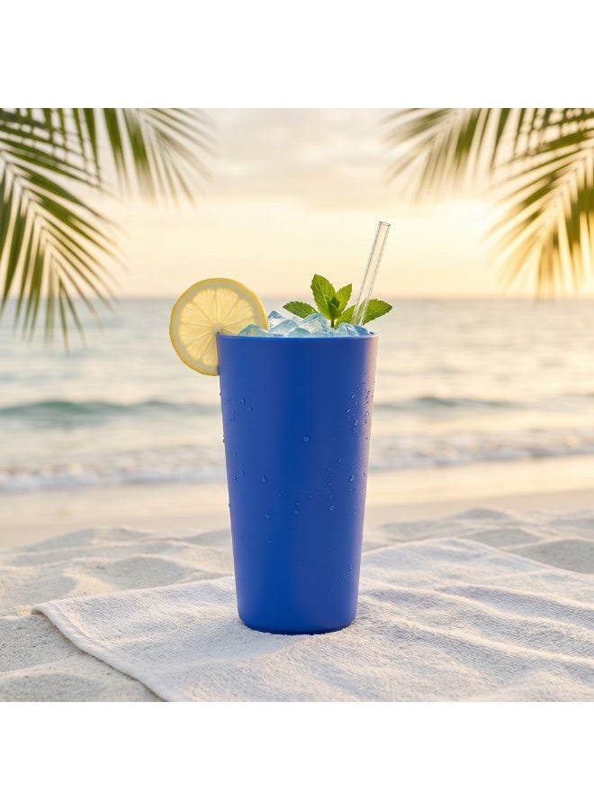 EasyGO Easy-Go Set of Reusable Plastic Cup ( 6 cups ) 400ml BPA Free PP – Microwave, Freezer & Dishwasher Safe - Azure Blue - Image 3