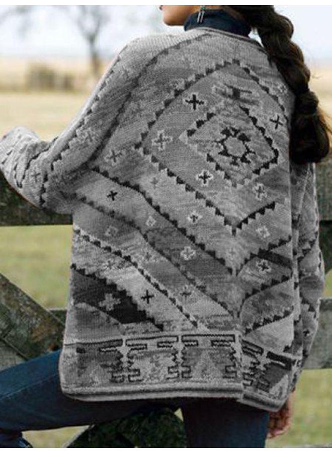 Autumn And Winter New European And American Women's Clothing Short Printed Tops Long Sleeve Woolen Jackets New Style - Image 1