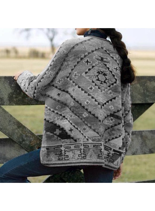 Autumn And Winter New European And American Women's Clothing Short Printed Tops Long Sleeve Woolen Jackets New Style - Image 3