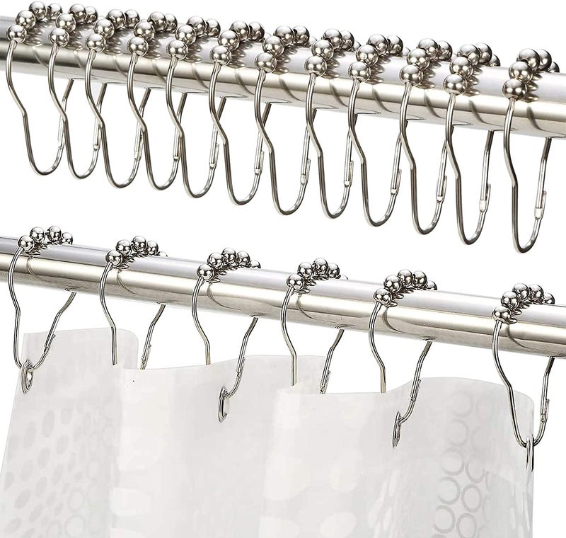 Style Keepers 45 Pcs Shower Curtain Hook Rings, Stainless Steel Roller Balls Bath Curtain Rings for Bathroom Shower Curtain Rods, Rust-Resistant Shower Curtain Hooks Rings for Bathroom (7 x 3.5 cm, Silver) (45) - Image 4