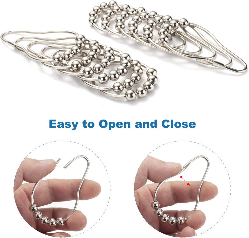 Style Keepers 45 Pcs Shower Curtain Hook Rings, Stainless Steel Roller Balls Bath Curtain Rings for Bathroom Shower Curtain Rods, Rust-Resistant Shower Curtain Hooks Rings for Bathroom (7 x 3.5 cm, Silver) (45) - Image 3