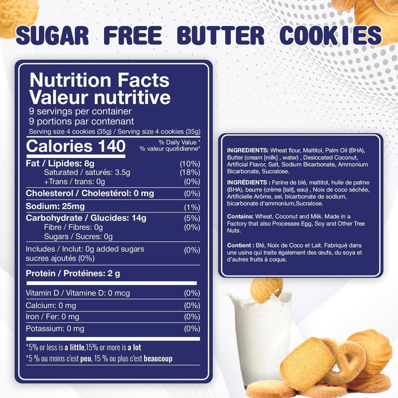 BREXONIC Sugar Free Butter Cookies - 36 Count Traditional Danish Biscuits, Premium Diabetic Treats (11 Ounce) - Image 2
