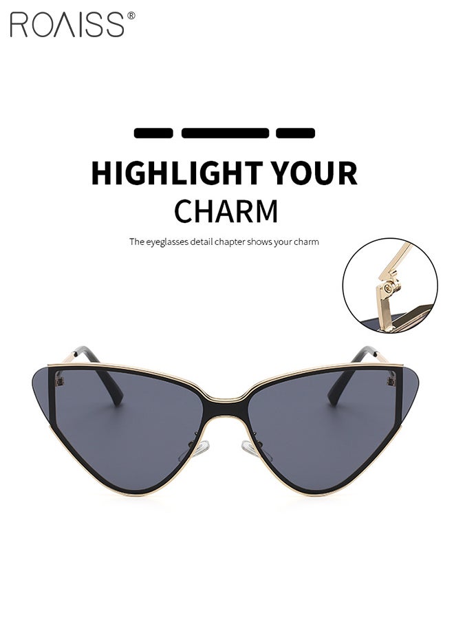 roaiss - Women's Cat Eye Sunglasses, UV400 Protection Sun Glasses with Metal Frame and Grey Lens, Fashion Anti-glare Sun Shades for Women with Glasses Case, 69mm - Image 1