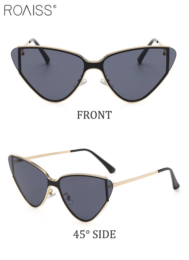 roaiss - Women's Cat Eye Sunglasses, UV400 Protection Sun Glasses with Metal Frame and Grey Lens, Fashion Anti-glare Sun Shades for Women with Glasses Case, 69mm - Image 1
