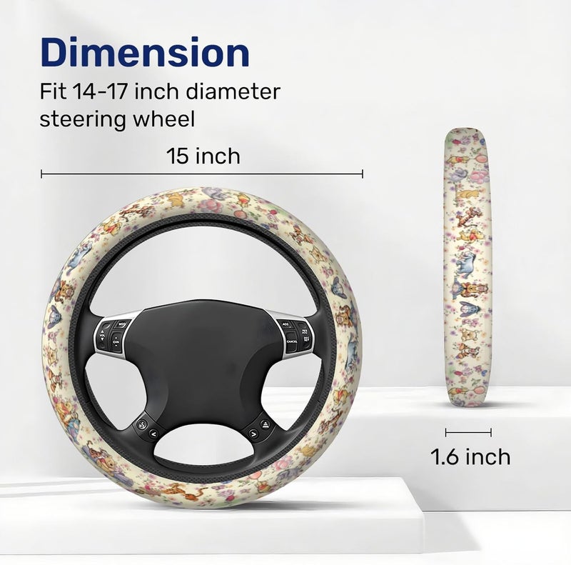 GENANY Cute Bear Steering Wheel Cover, Non-Slip Neoprene Wheel Grip, Breathable Driver Wheel Protector, Sweat-Absorbing Car Accessories, Gifts, Decor - Image 2
