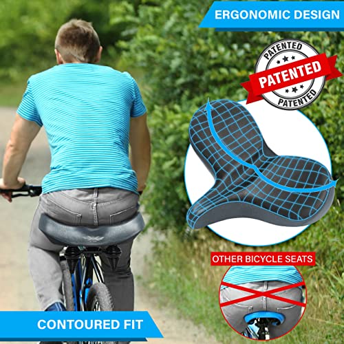 X WING Mega Plus Bike Saddle Replacement Seat for Men & Women | Comfortable Padded Cushion, Ergonomic Design & Spacious Seat | Fit for Electric, City, Stationary, Exercise Bicycles & Beach Cruisers - Image 2