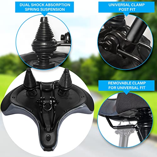 X WING Mega Plus Bike Saddle Replacement Seat for Men & Women | Comfortable Padded Cushion, Ergonomic Design & Spacious Seat | Fit for Electric, City, Stationary, Exercise Bicycles & Beach Cruisers - Image 4