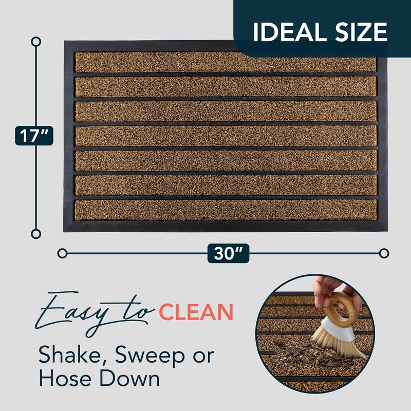 ubdyo Extra Durable Door Mat - Dirt Trapping Outdoor Welcome Mats - Non-Slip Outdoor Indoor Entrance - Low Profile Front Doormat (30" x 17", Bright Brown) - Image 2