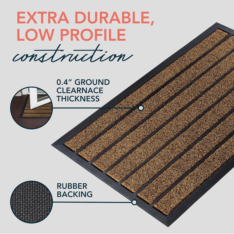 ubdyo Extra Durable Door Mat - Dirt Trapping Outdoor Welcome Mats - Non-Slip Outdoor Indoor Entrance - Low Profile Front Doormat (30" x 17", Bright Brown) - Image 4