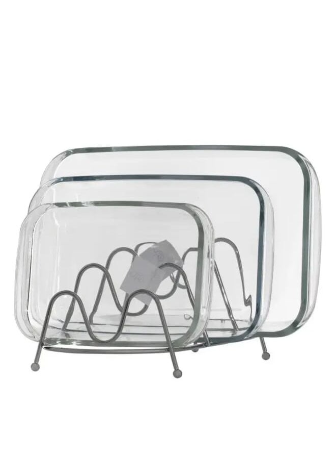 Alsaif Gallery - 3-Piece Rectangular Glass Oven Trays Set 1.5L 2.2L 2.9L - Image 1