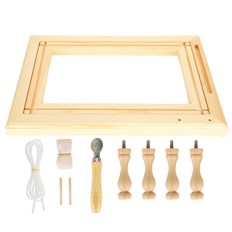 Adjustable Table Embroidery Frame: Durable Pine Wood, Wax Oil Polished, Insect-Proof Cross Stitch Frame for Home Craft Beginners & Hand Embroidery Projects - Image 1