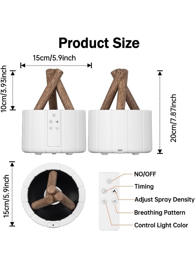 TYZOON TYZOON Bonfire Humidifier 250ML with Remote Control - Silent Flame Diffuser and Aromatherapy Scented Oil Diffuser with Timer, Bonfire-Shaped Warm Light, and 7 Color-Changing LED Lights  - Image 2