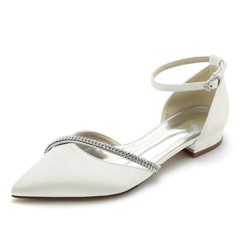 2025 Flat Heel Pointed Toe Strap Sparkling Diamond Wristband Wedding Shoes Bridal Shoes Bridesmaid Shoes Banquet Shoes 8448-46F - Image 1
