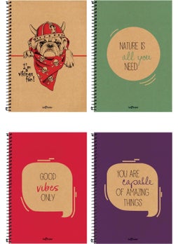 Le Color 4-Piece School Notebook Set 17X24 Eco Kraft Square 200 Pages  - Image 1