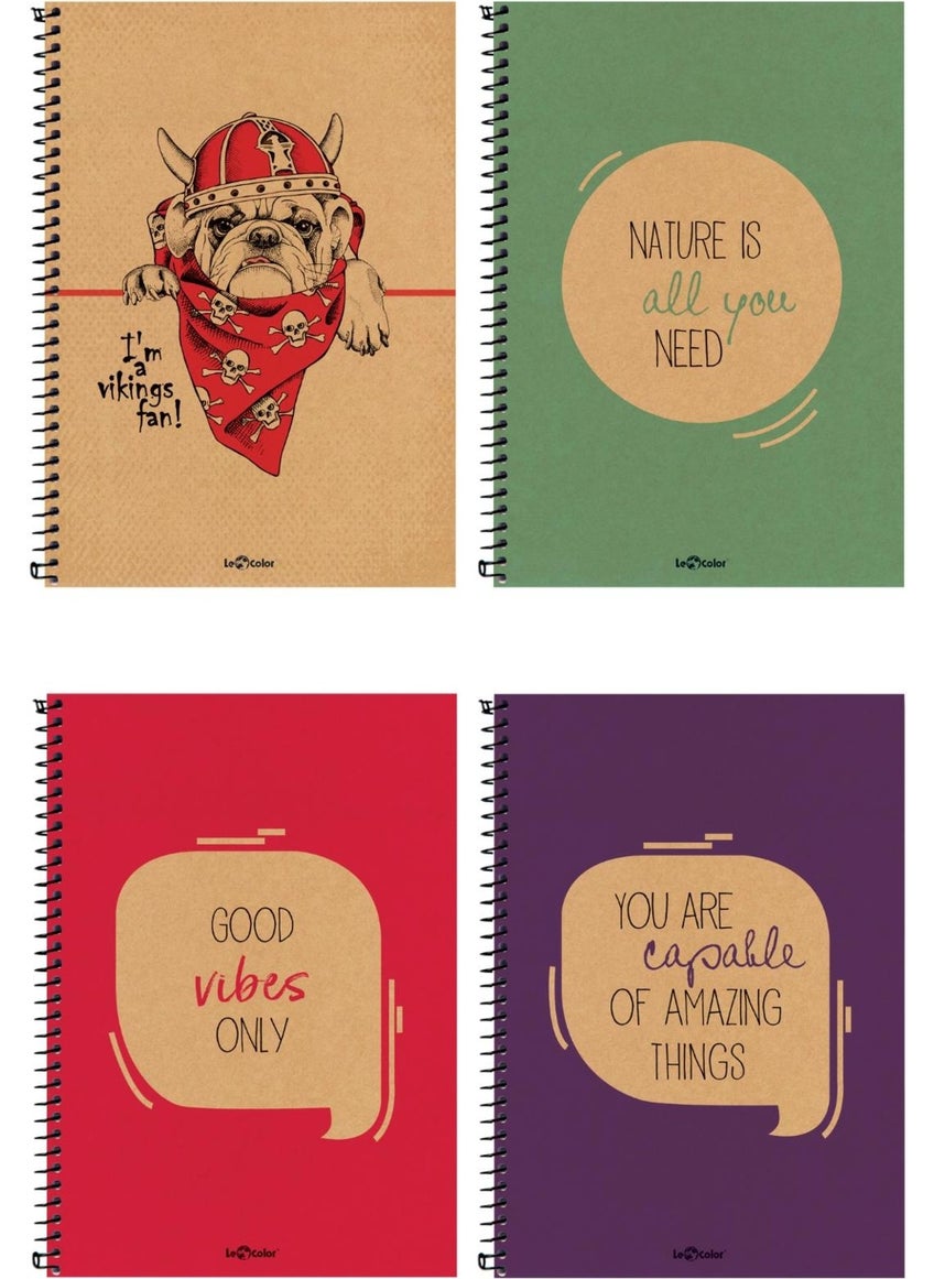 Le Color 4-Piece School Notebook Set 17X24 Eco Kraft Square 200 Pages  - Image 1