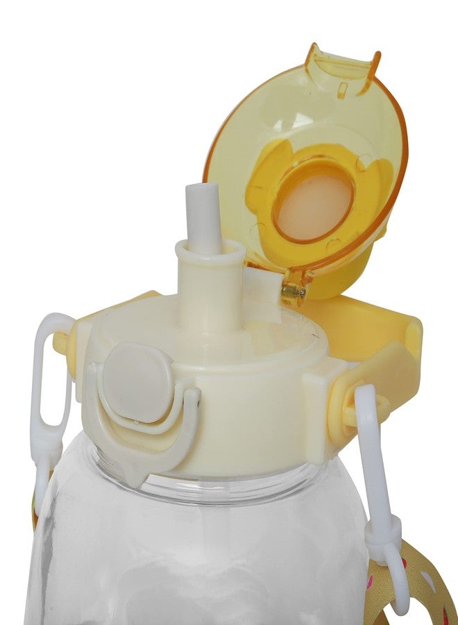 CherryBox Cute BPA Free Large Capacity Plastic Cool Water Bottle with Pop-up Lip and Shoulder Strap with DIY Stickers (Yellow) - Image 4