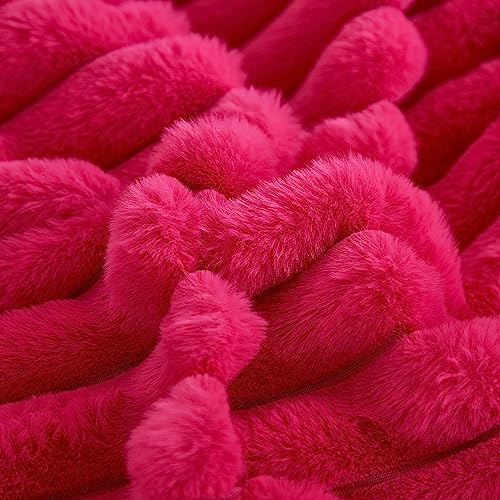 JAUXIO Faux Fur Fluffy Body Pillow Cover Luxury Striped Plush Decorative Body Pillowcase, Ultra Soft and Cozy Zipper Closure 21 x 54 Inches, Hot Pink - Image 5