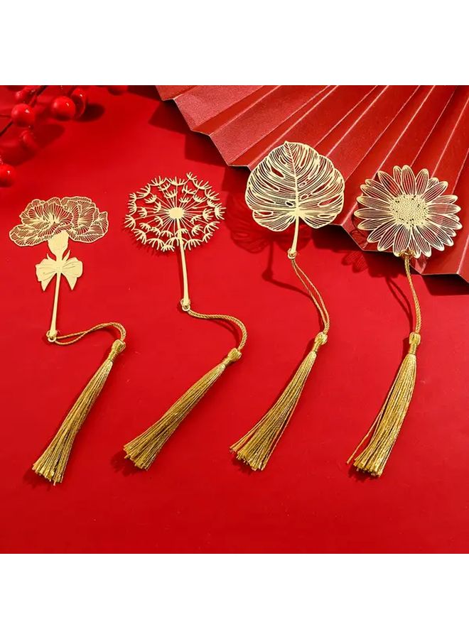 Rose Metal Leaf Bookmark Golden Tone Floral Design Gift For Book Lovers Teachers Students - Image 5
