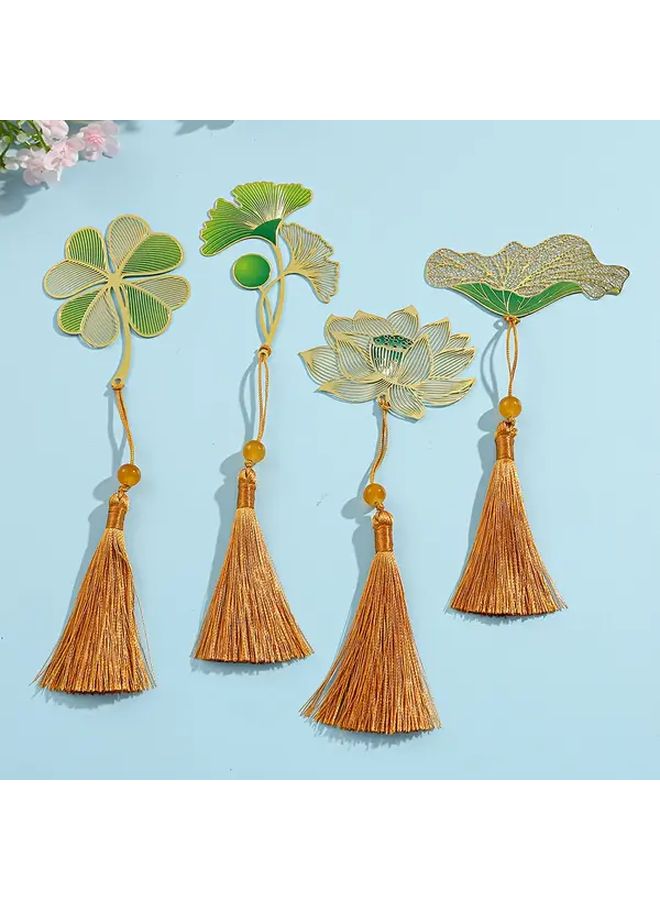 Rose Metal Leaf Bookmark Golden Tone Floral Design Gift For Book Lovers Teachers Students - Image 1