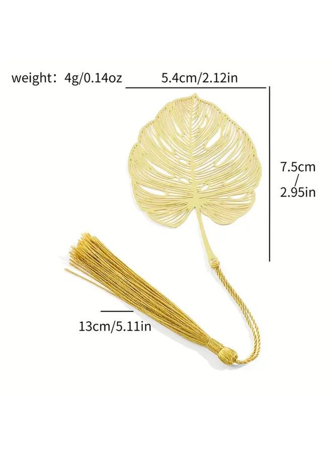 Rose Metal Leaf Bookmark Golden Tone Floral Design Gift For Book Lovers Teachers Students - Image 2