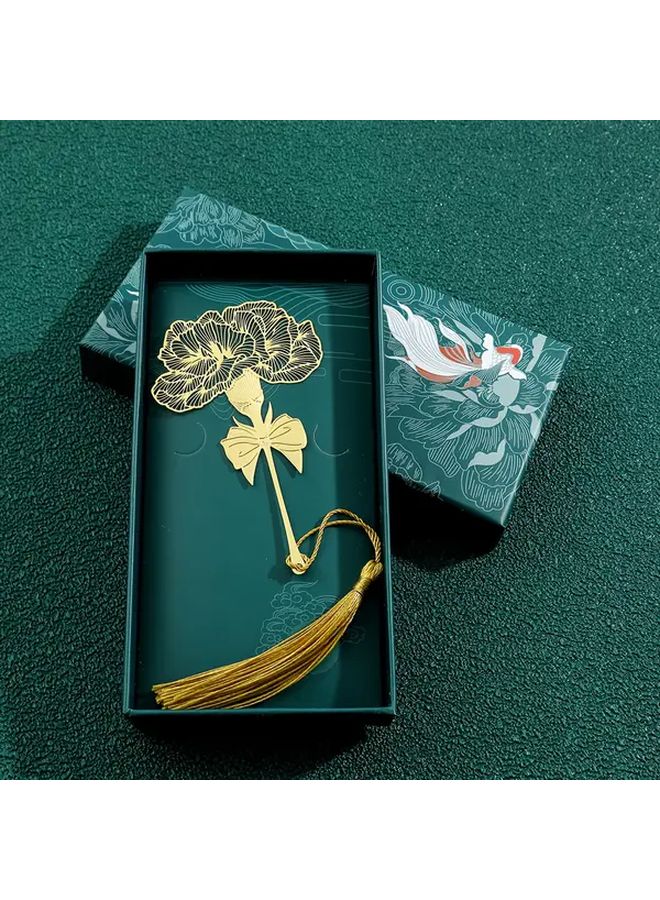 Rose Metal Leaf Bookmark Golden Tone Floral Design Gift For Book Lovers Teachers Students - Image 3