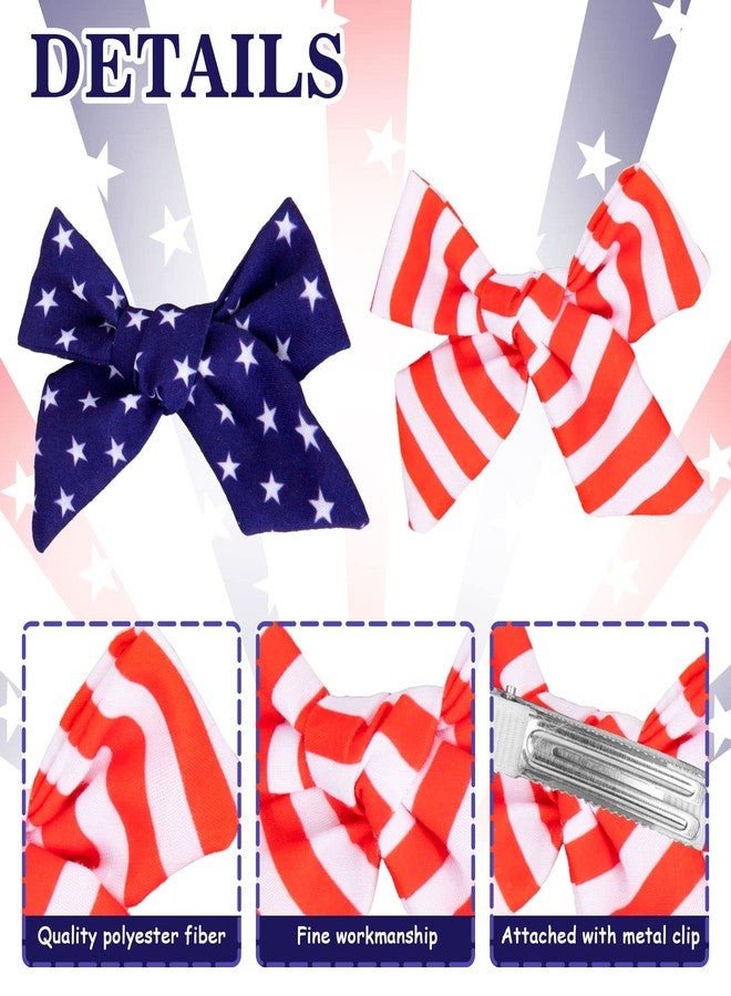 Whaline 4th of July Bow Hair Clips 6Pcs Patriotic Stars and Stripes Barrette Hair Bow American Flag Hairgrips Baby Girls Women Hair Accessories for Independence Day Memorial Day - Image 3