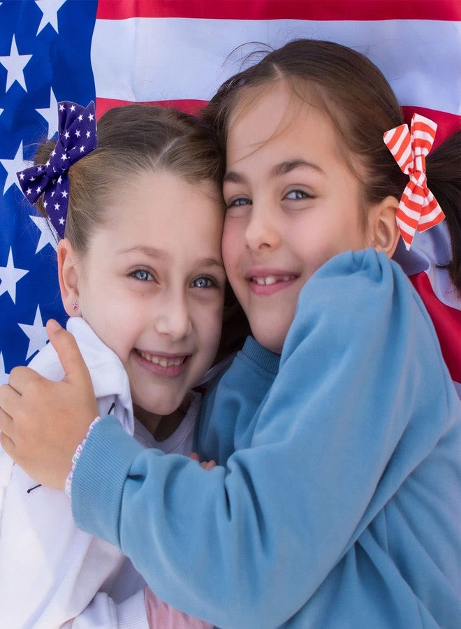 Whaline 4th of July Bow Hair Clips 6Pcs Patriotic Stars and Stripes Barrette Hair Bow American Flag Hairgrips Baby Girls Women Hair Accessories for Independence Day Memorial Day - Image 5