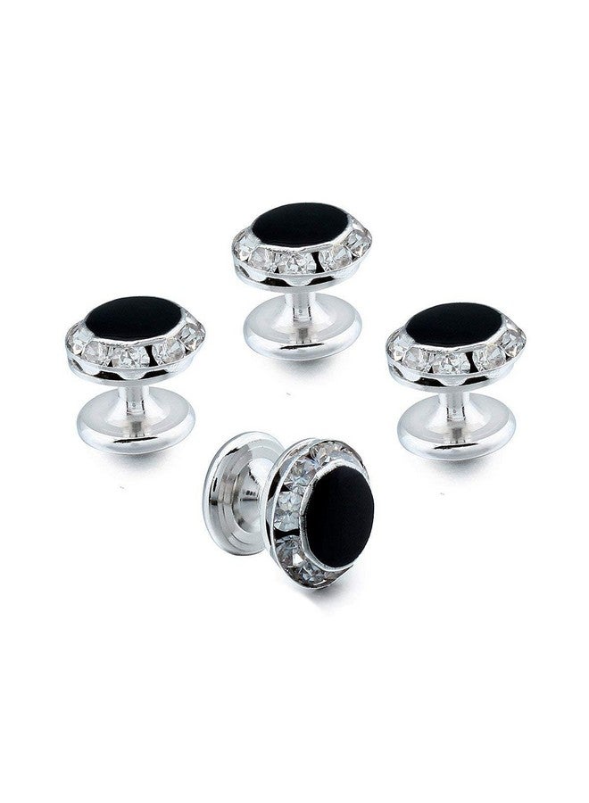 HAWSON Crystal Cuff Links And Studs Set For Mens Tuxedo Shrit Wedding Accessories (Silver) - Image 4