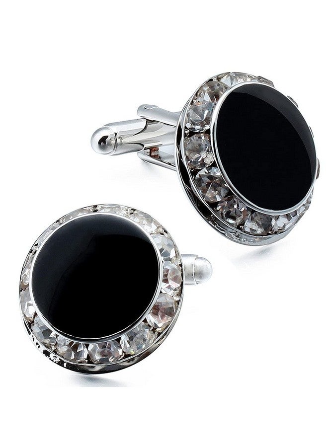 HAWSON Crystal Cuff Links And Studs Set For Mens Tuxedo Shrit Wedding Accessories (Silver) - Image 3