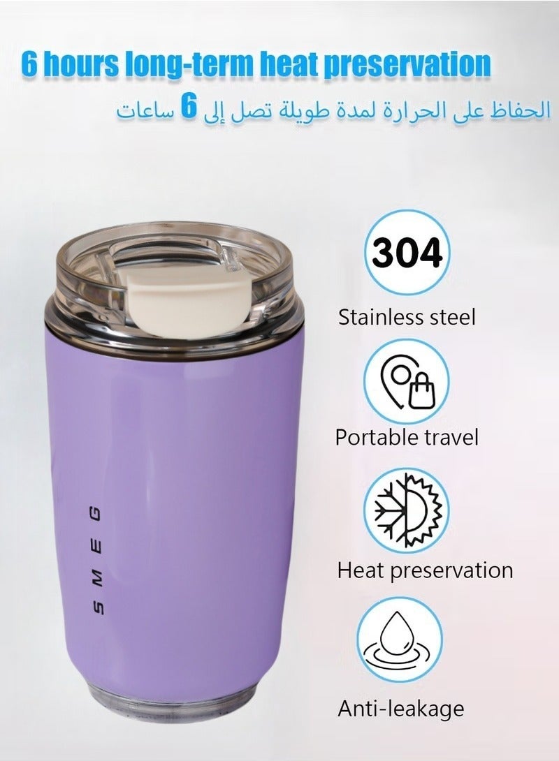 320ML Coffee Mug,Insulated Beverage Cup With Leakproof Lid, Travel Portable Car Drinking Cup，Stainless Steel Vacuum Leak proof , Purple - Image 2